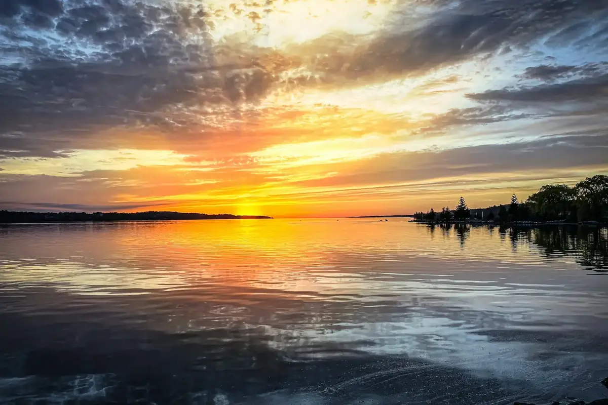 Sunset over Kempenfelt Bay from Barrie’s waterfront