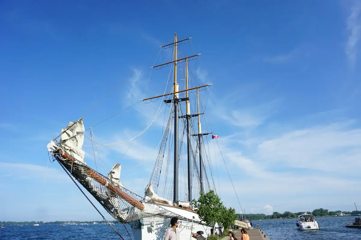 Tall ship docked at Toronto’s Harbourfront on a sunny day