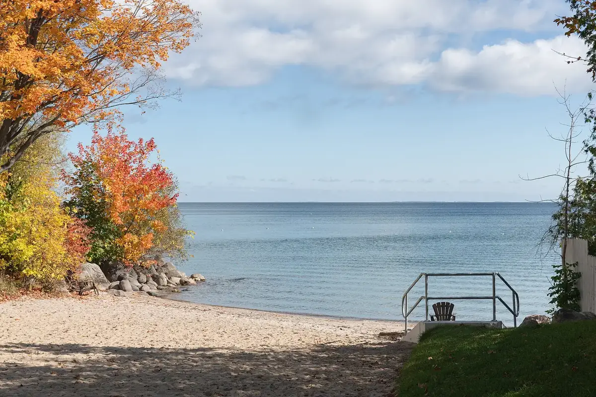 Autumn shoreline of Lake Simcoe at Big Bay Point, Innisfil, Ontario