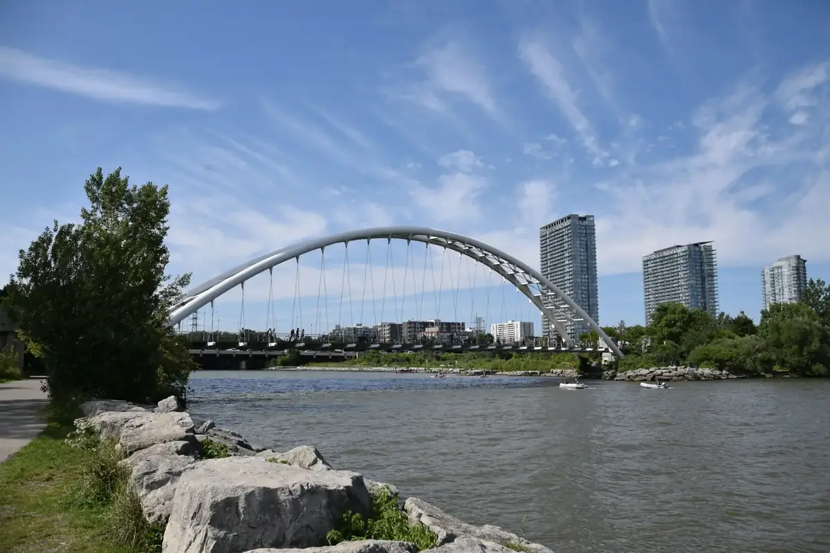 The Humber Bay Arch Bridge on the Martin Goodman Trail near Mimico, Toronto